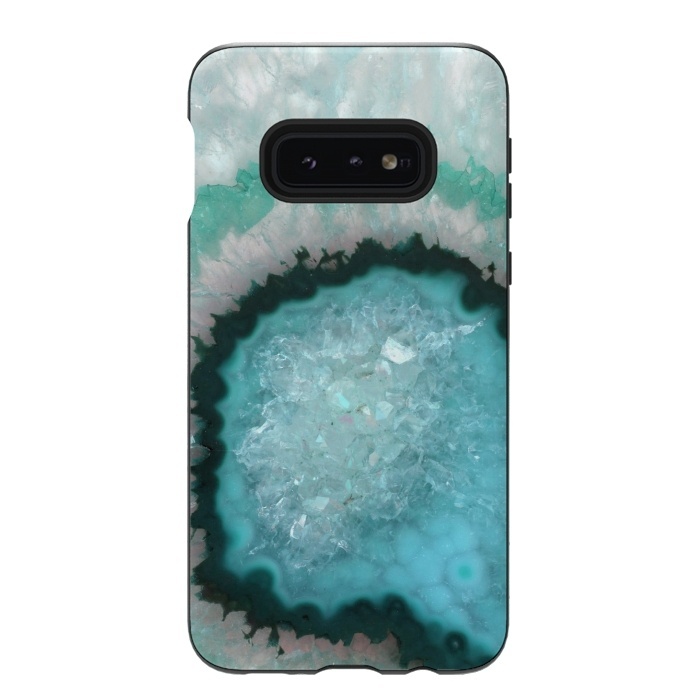 Galaxy S10e StrongFit Teal White and Green Crystal Agate by  Utart