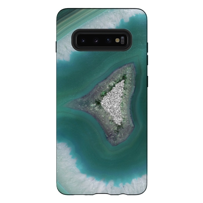 Galaxy S10 plus StrongFit The ocean island- green and teal agate by  Utart