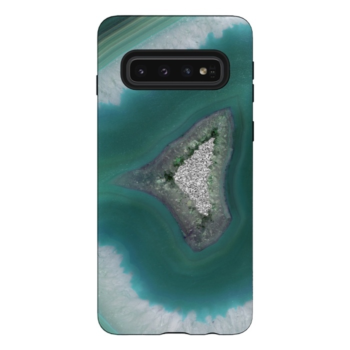 Galaxy S10 StrongFit The ocean island- green and teal agate by  Utart