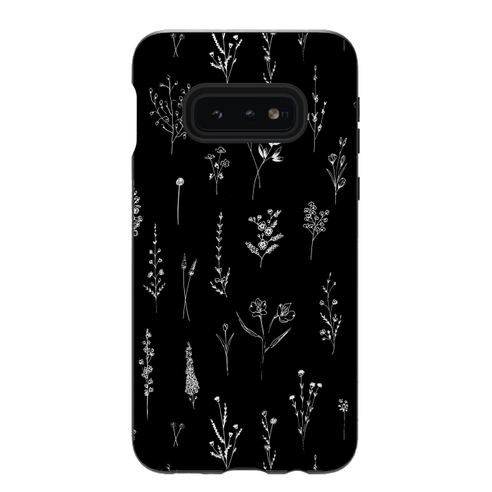 Galaxy S10e StrongFit Black Wildflowers by Anis Illustration