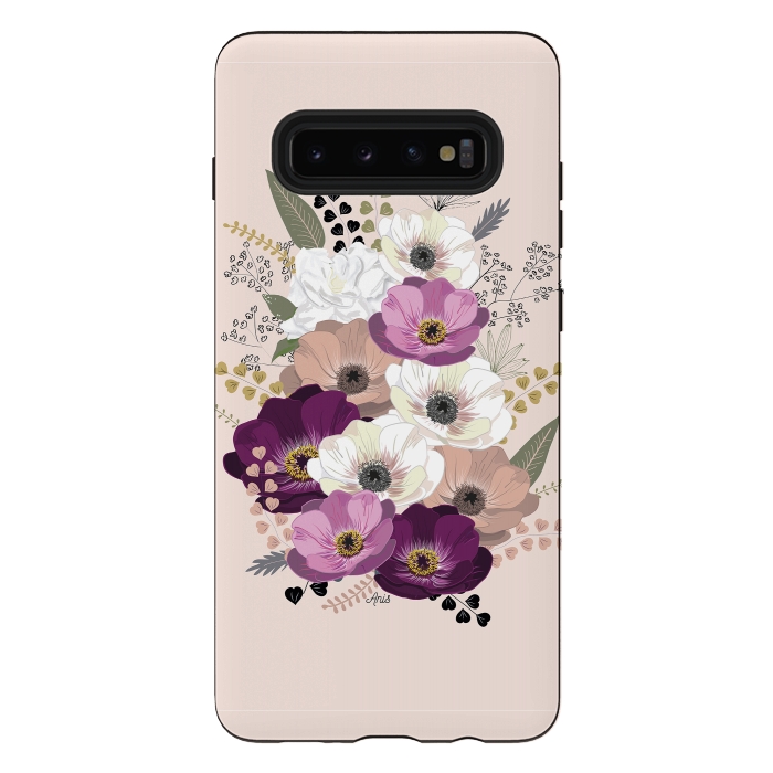 Galaxy S10 plus StrongFit Anemones Bouquet Nude by Anis Illustration