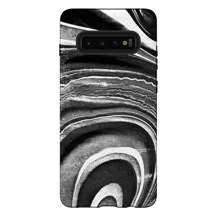 Galaxy S10 plus StrongFit Painted black and white marble stripes by Oana 