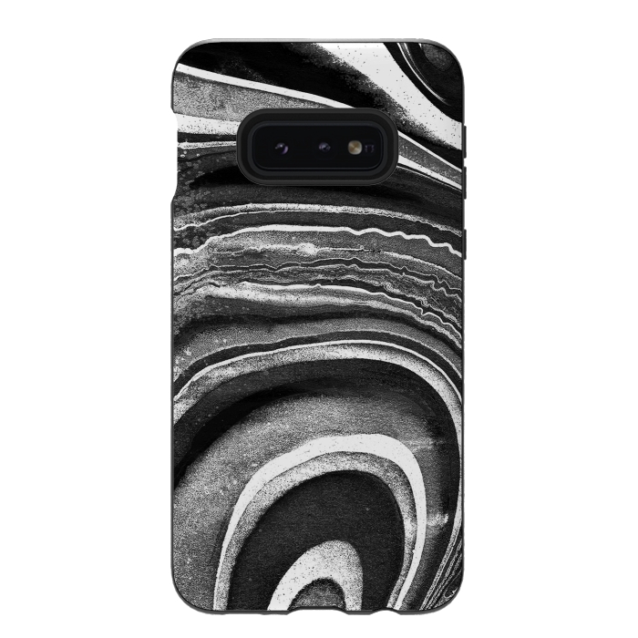 Galaxy S10e StrongFit Painted black and white marble stripes by Oana 