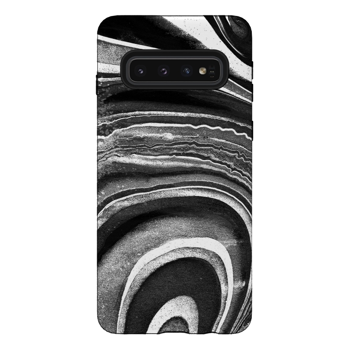 Galaxy S10 StrongFit Painted black and white marble stripes by Oana 