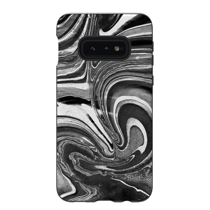 Galaxy S10e StrongFit Black and white marble swirls abstract art by Oana 