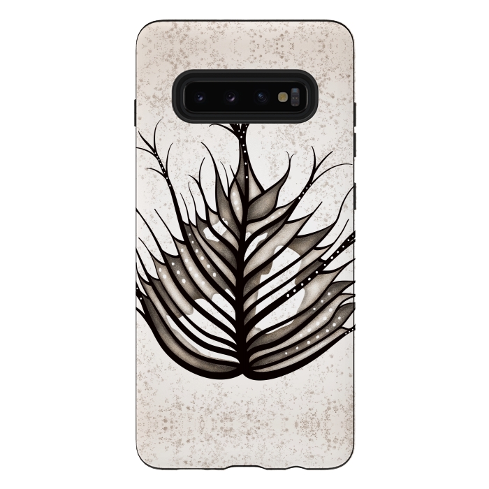 Galaxy S10 plus StrongFit Hairy Leaf Abstract Art In Sepia by Boriana Giormova
