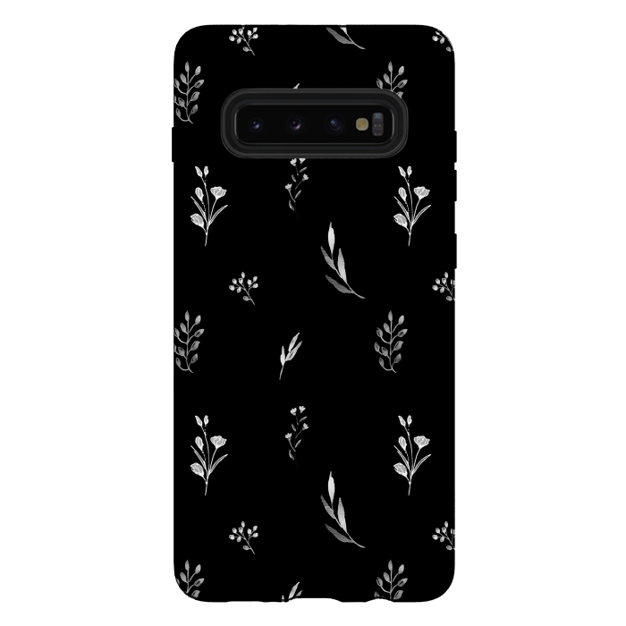 Galaxy S10 plus StrongFit Little Botanics in black by Anis Illustration