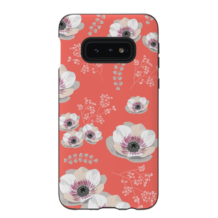 Galaxy S10e StrongFit Anemones in Living Coral  by Anis Illustration