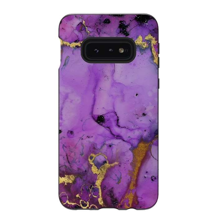 Galaxy S10e StrongFit Purple Marble with Gold and black glitter veins by  Utart