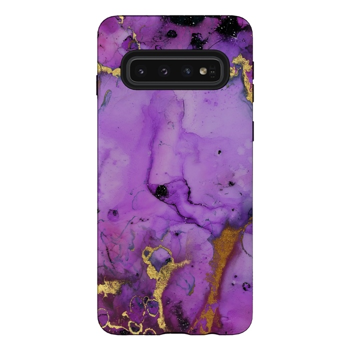 Galaxy S10 StrongFit Purple Marble with Gold and black glitter veins by  Utart
