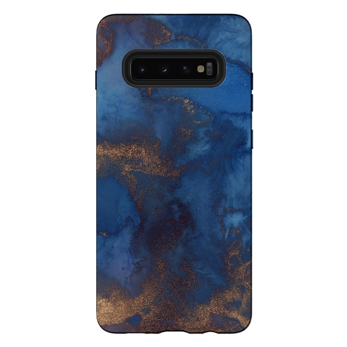 Galaxy S10 plus StrongFit Dark ocean blue marble and copper veins by  Utart
