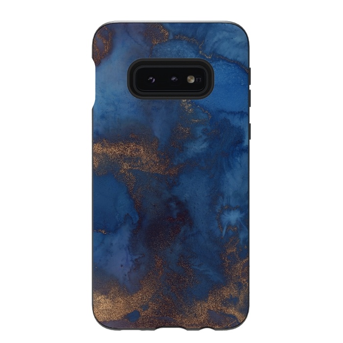 Galaxy S10e StrongFit Dark ocean blue marble and copper veins by  Utart