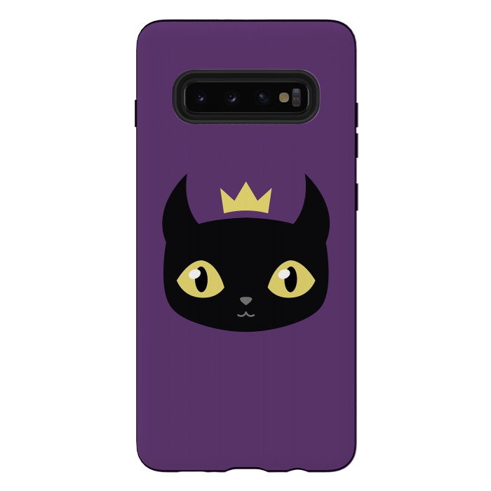 Galaxy S10 plus StrongFit Black cat king by Laura Nagel