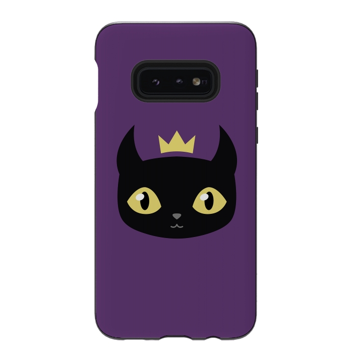 Galaxy S10e StrongFit Black cat king by Laura Nagel