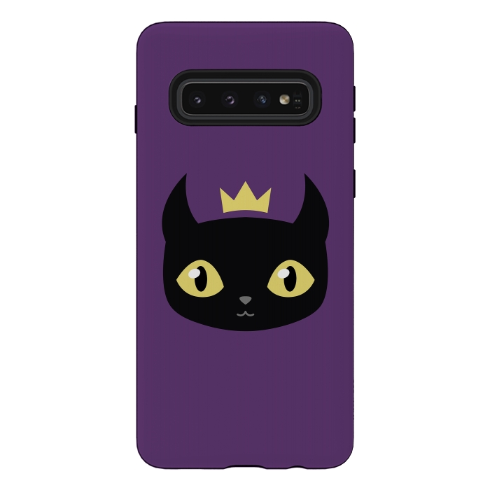 Galaxy S10 StrongFit Black cat king by Laura Nagel