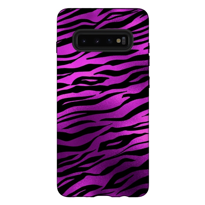 Galaxy S10 plus StrongFit Purple Black Tiger Skin by  Utart