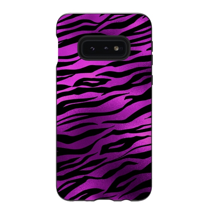 Galaxy S10e StrongFit Purple Black Tiger Skin by  Utart