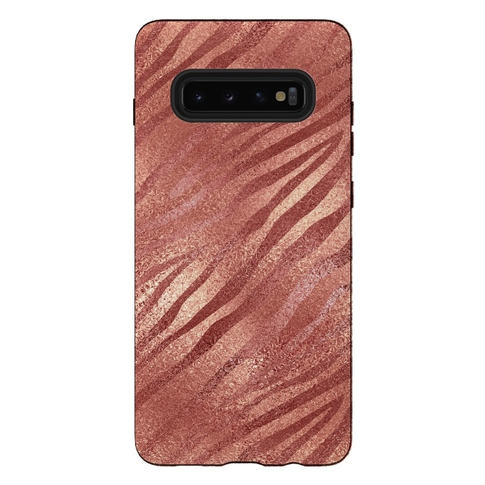 Galaxy S10 plus StrongFit Rosegold Tiger Skin by  Utart