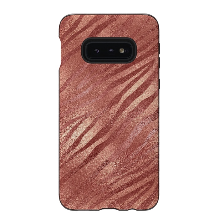 Galaxy S10e StrongFit Rosegold Tiger Skin by  Utart