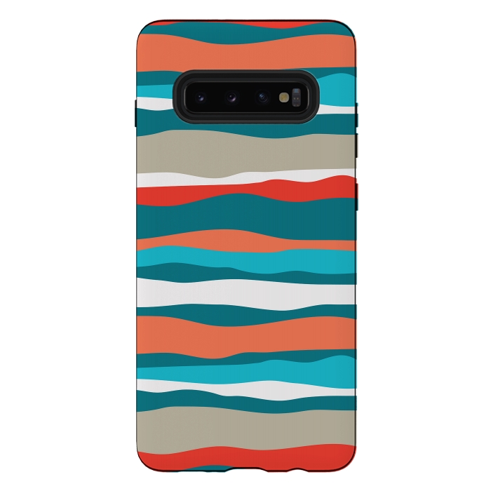 Galaxy S10 plus StrongFit Coral Stripes by Majoih