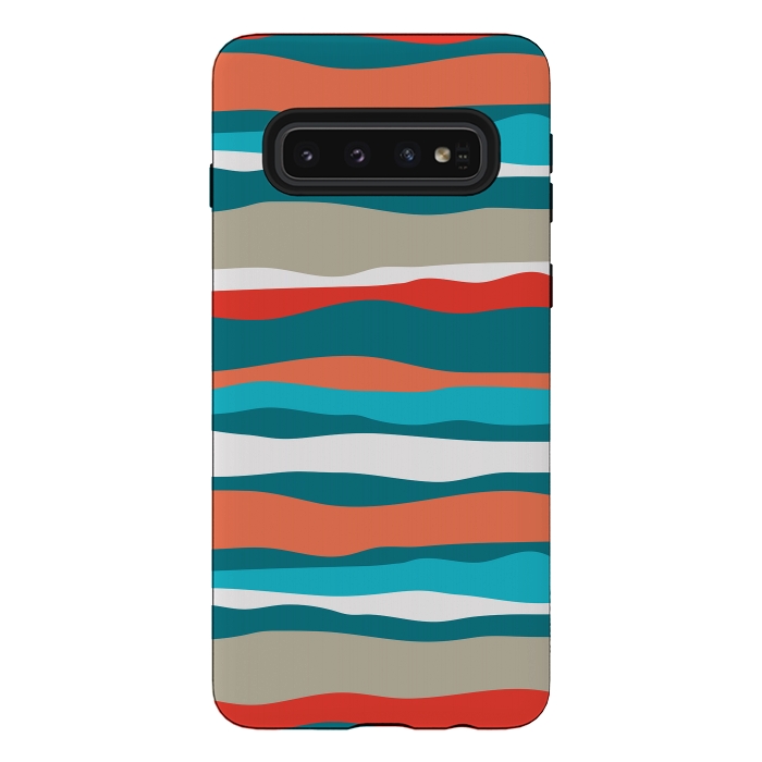 Galaxy S10 StrongFit Coral Stripes by Majoih