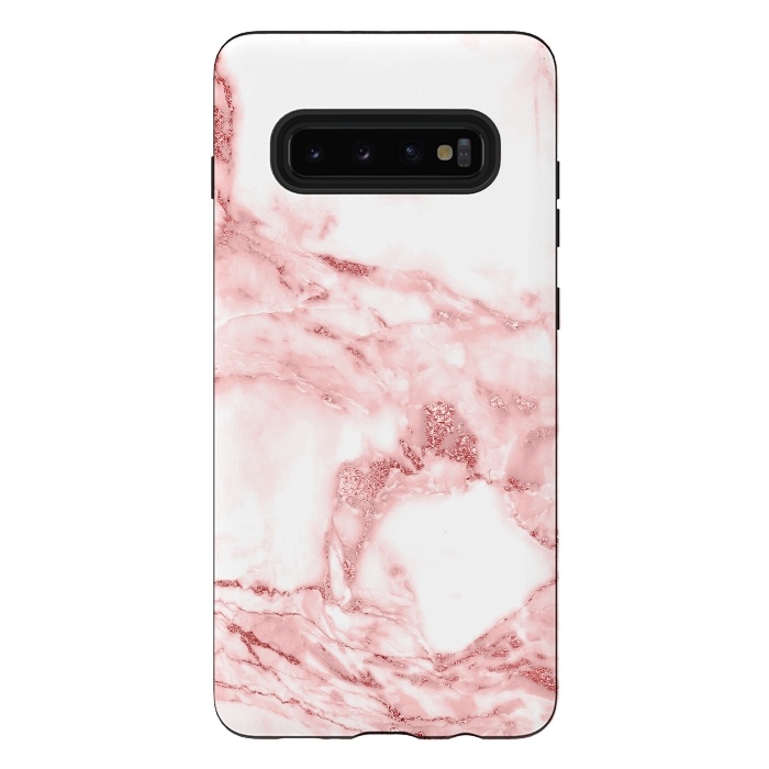 Galaxy S10 plus StrongFit RoseGold and White Fashion Marble  by  Utart