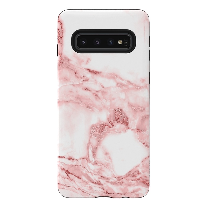 Galaxy S10 StrongFit RoseGold and White Fashion Marble  by  Utart