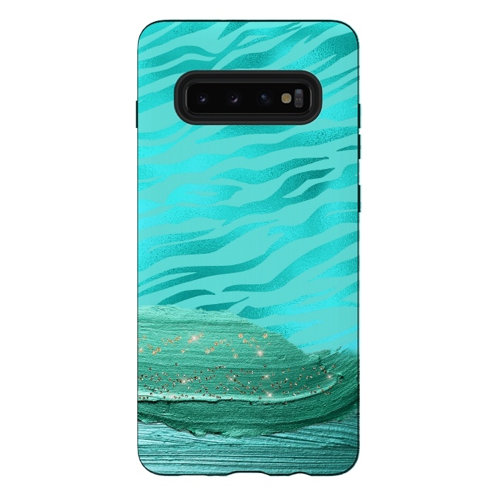 Galaxy S10 plus StrongFit Turquoise Tiger skin with thick paint strokes by  Utart