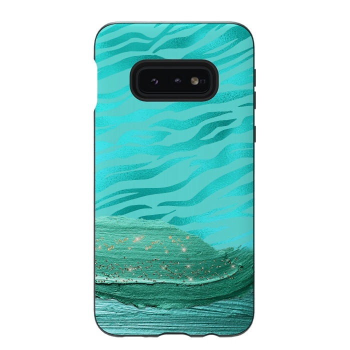 Galaxy S10e StrongFit Turquoise Tiger skin with thick paint strokes by  Utart