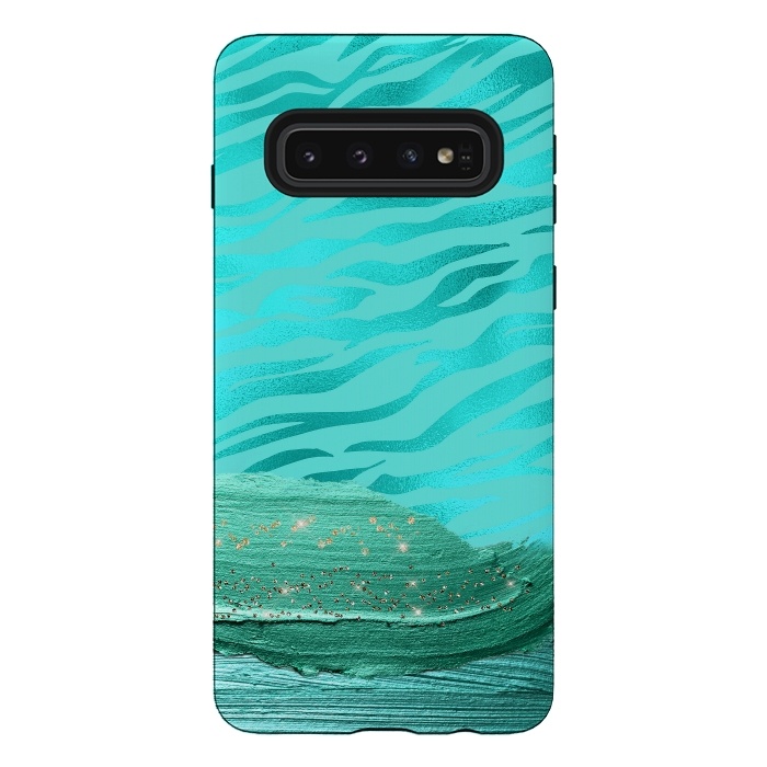 Galaxy S10 StrongFit Turquoise Tiger skin with thick paint strokes by  Utart