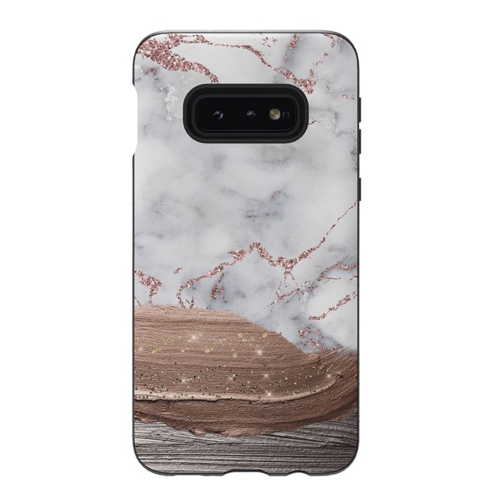 Galaxy S10e StrongFit Blush thick paint strokes on Marble with rosegold veins by  Utart