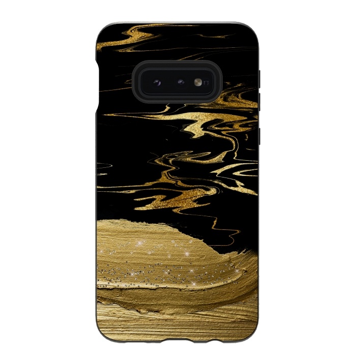 Galaxy S10e StrongFit Gold thick hand drawn strokes on black and gold marble by  Utart