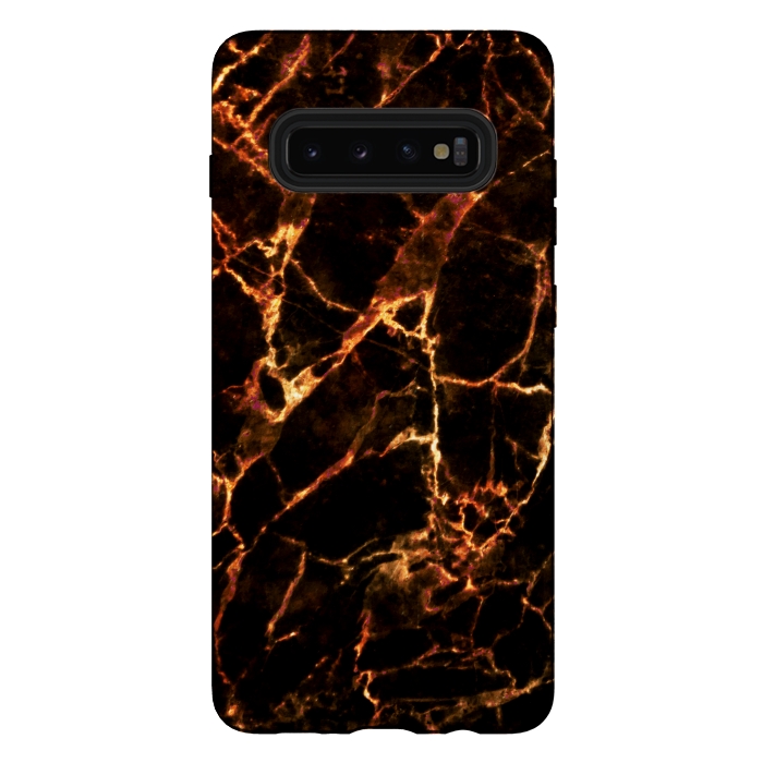 Galaxy S10 plus StrongFit Golden cracks marble  by Oana 