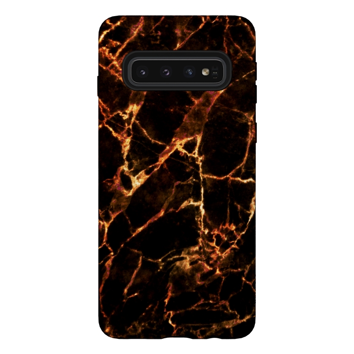 Galaxy S10 StrongFit Golden cracks marble  by Oana 