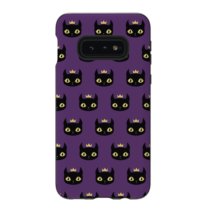 Galaxy S10e StrongFit Black cat pattern by Laura Nagel