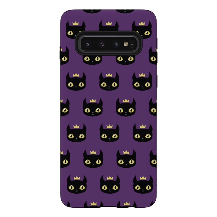 Galaxy S10 StrongFit Black cat pattern by Laura Nagel