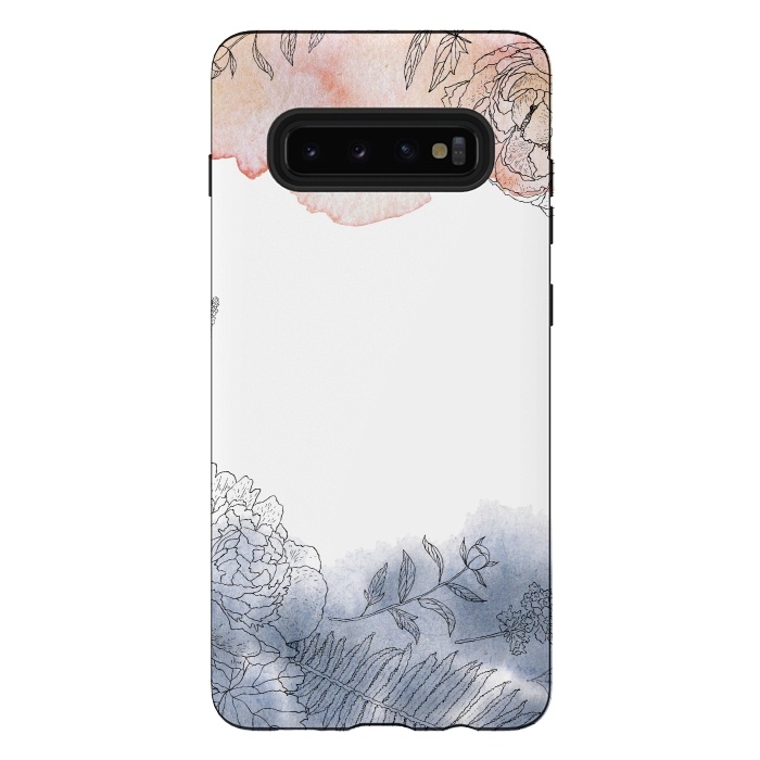 Galaxy S10 plus StrongFit Blush and Blue Ink and Florals  by  Utart