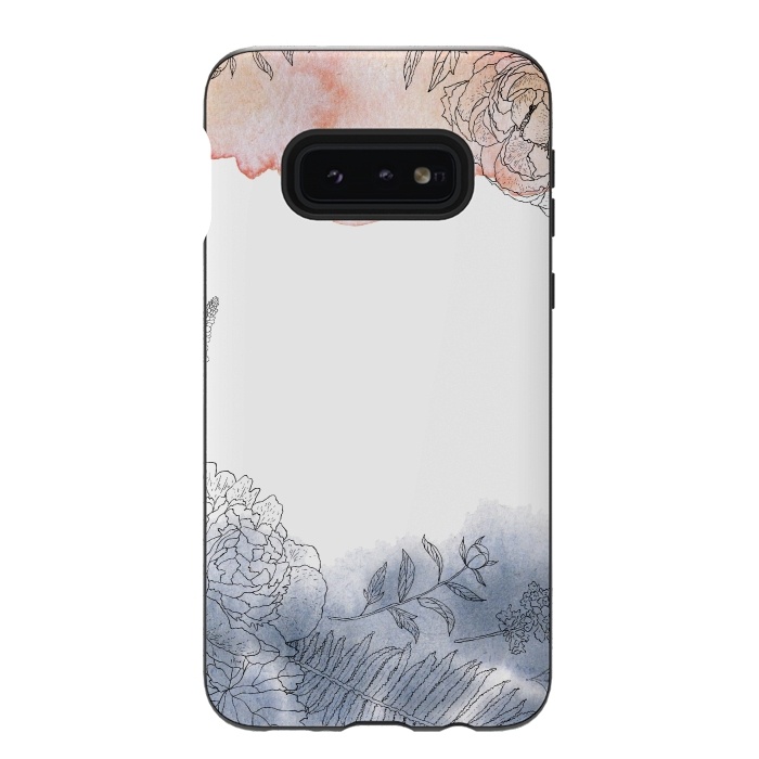 Galaxy S10e StrongFit Blush and Blue Ink and Florals  by  Utart