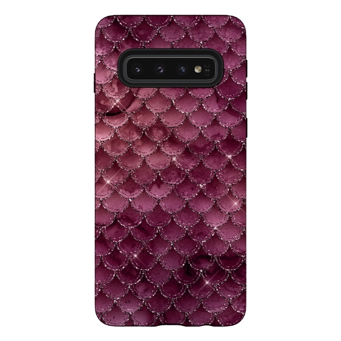 Galaxy S10 StrongFit Purple Silver Mermaid Scales by  Utart