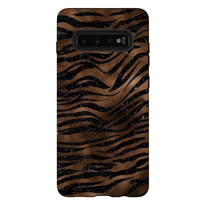 Galaxy S10 plus StrongFit Jungle Journey - Copper Safari Tiger Skin Pattern  by  Utart