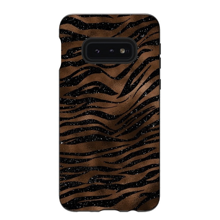 Galaxy S10e StrongFit Jungle Journey - Copper Safari Tiger Skin Pattern  by  Utart