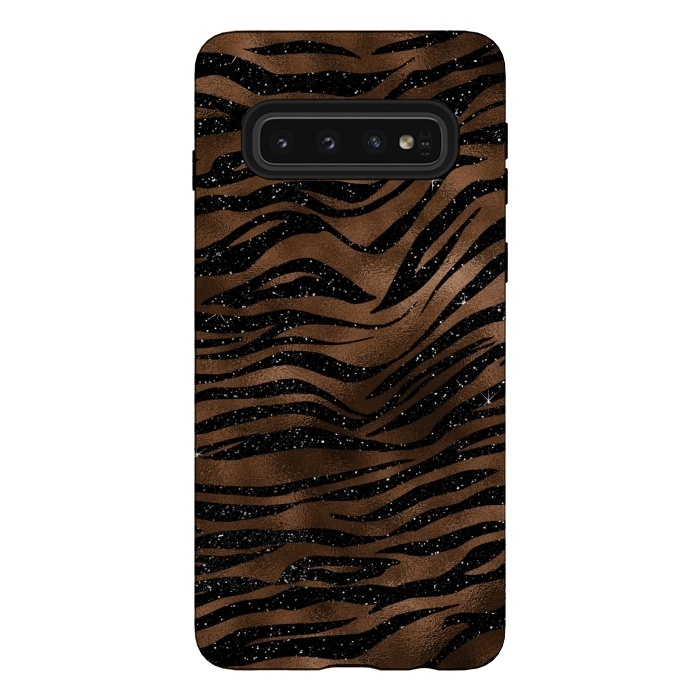 Galaxy S10 StrongFit Jungle Journey - Copper Safari Tiger Skin Pattern  by  Utart