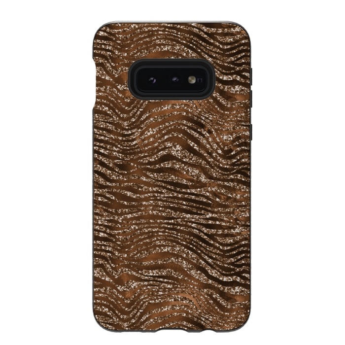 Galaxy S10e StrongFit Jungle Journey - Copper Safari Tiger Skin Pattern 1 by  Utart