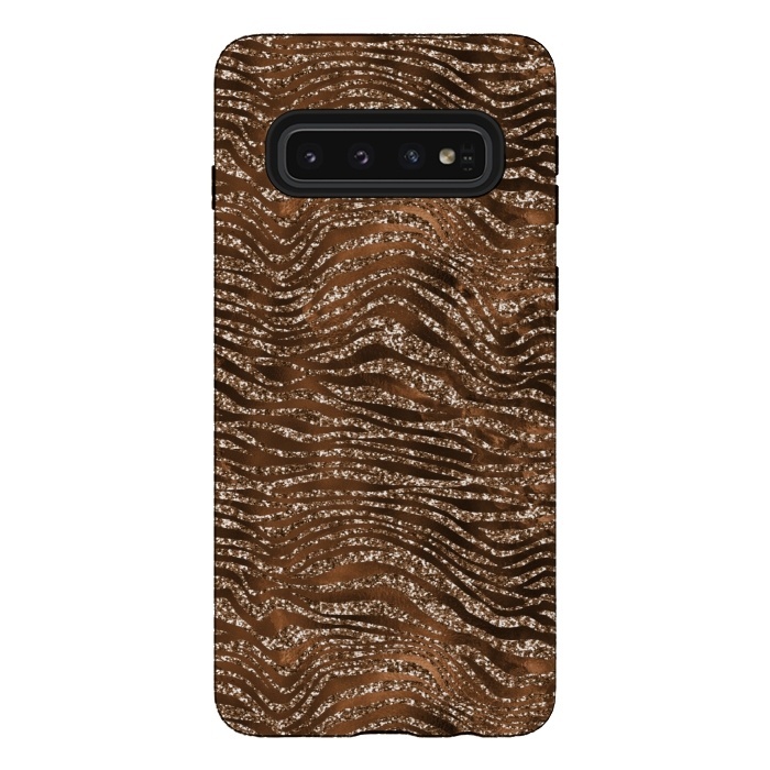 Galaxy S10 StrongFit Jungle Journey - Copper Safari Tiger Skin Pattern 1 by  Utart