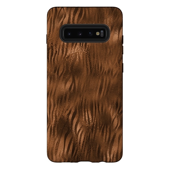 Galaxy S10 plus StrongFit Jungle Journey - Copper Safari Tiger Skin Pattern 2 by  Utart