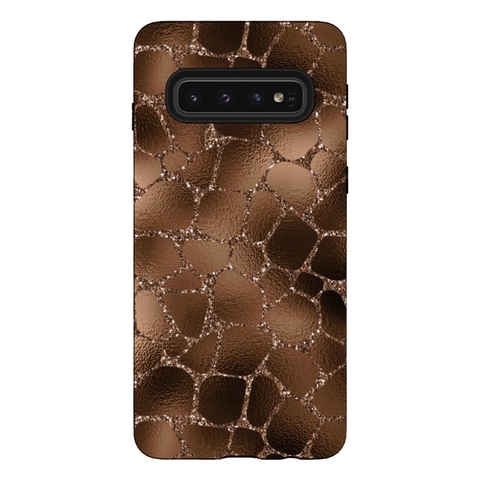 Galaxy S10 StrongFit Jungle Journey - Copper Safari Giraffe Skin Pattern  by  Utart