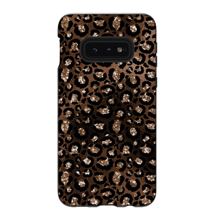 Galaxy S10e StrongFit Jungle Journey - Copper Safari Leopard Skin Pattern  by  Utart