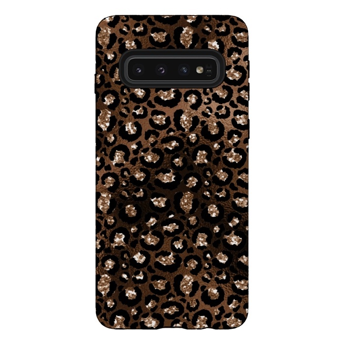 Galaxy S10 StrongFit Jungle Journey - Copper Safari Leopard Skin Pattern  by  Utart