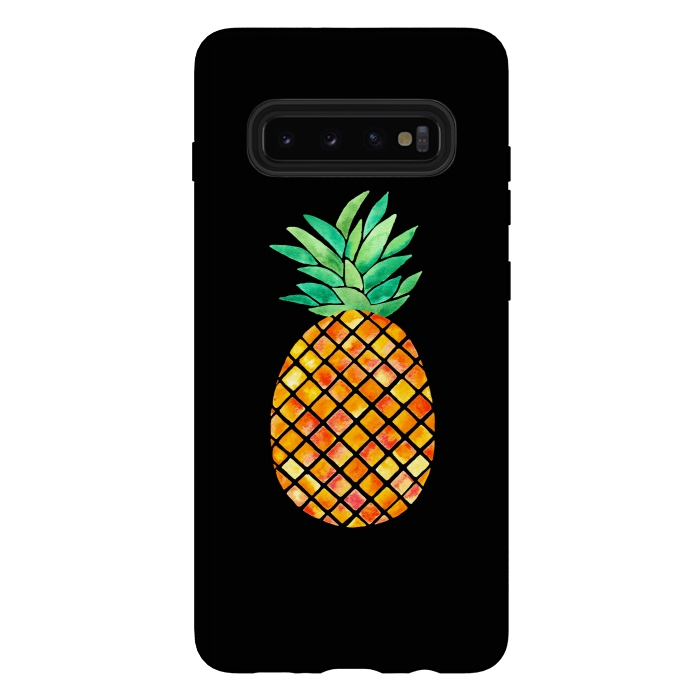Galaxy S10 plus StrongFit Pineapple On Black  by Amaya Brydon