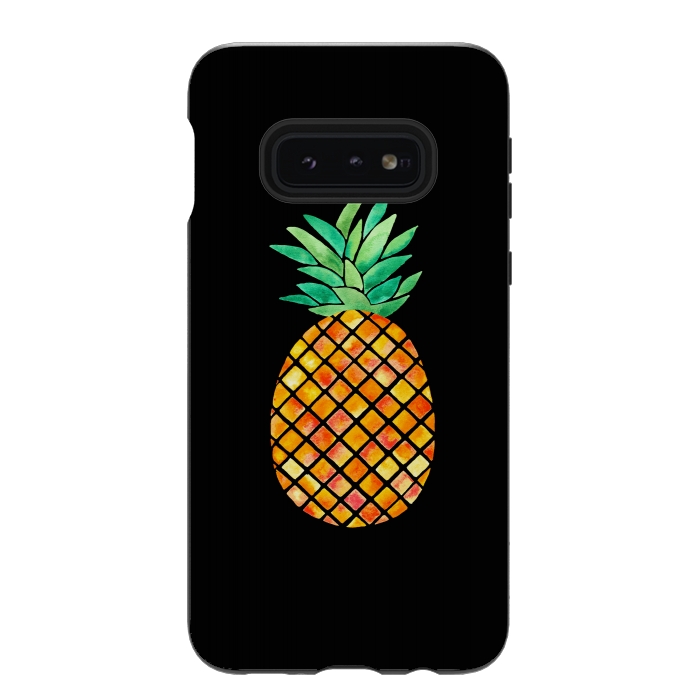 Galaxy S10e StrongFit Pineapple On Black  by Amaya Brydon